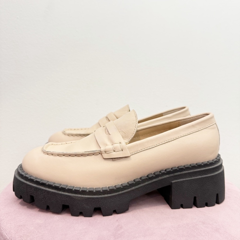 Free People Lyra Lug Sole Loafers Size 38.5 Taupe